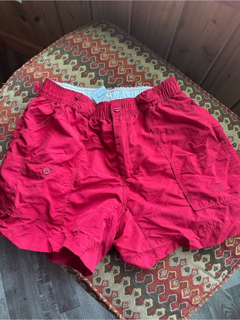 AFTCO Men's Red Elastic Waist Cargo Shorts